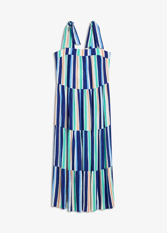 Gestreepte jurk met spaghettibandjes van gestructureerde viscose, bonprix