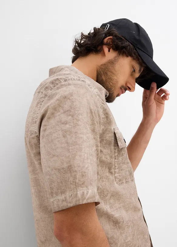 Overhemd met korte mouwen in washed out look, bonprix