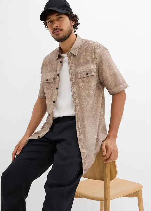 Overhemd met korte mouwen in washed out look, bonprix