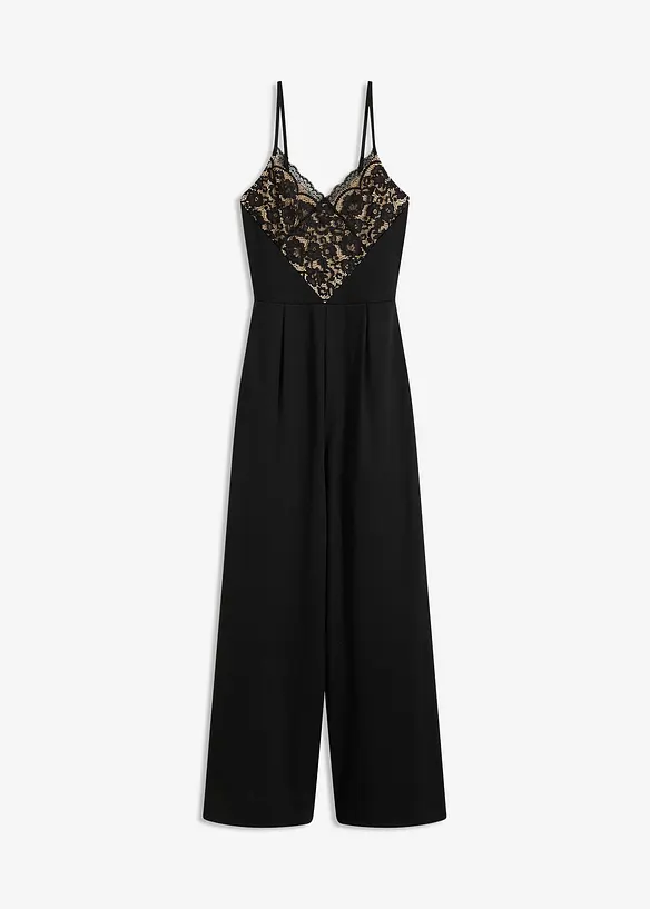 Jersey jumpsuit met kant, bonprix