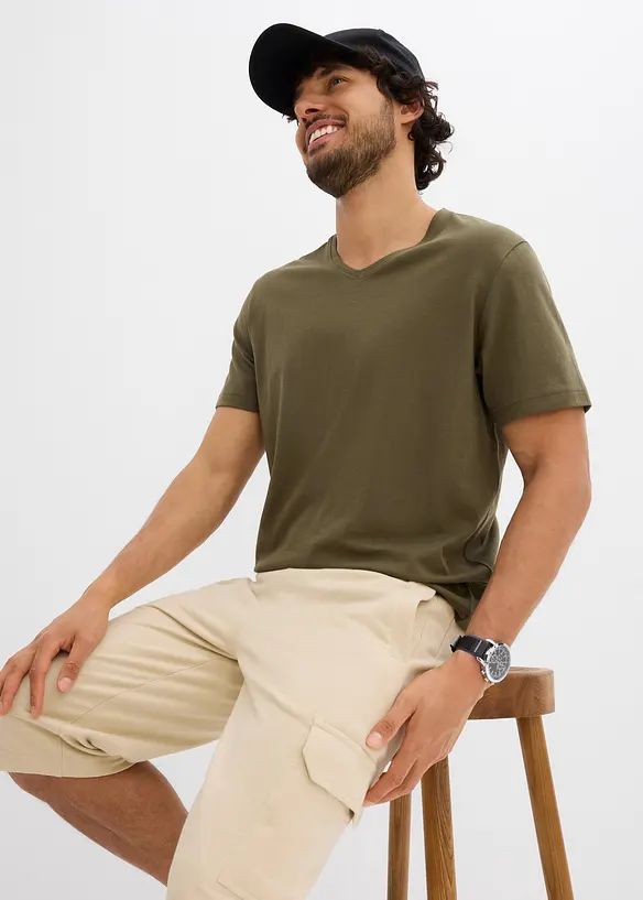 T-shirt met V-hals (set van 3), bonprix