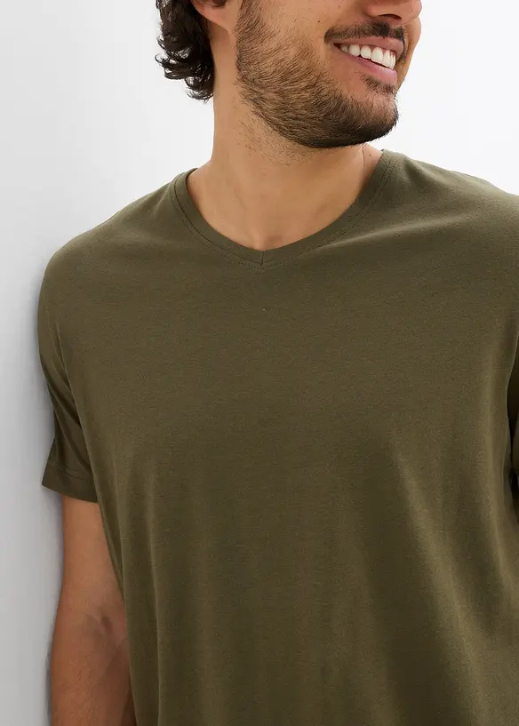 T-shirt met V-hals (set van 3), bonprix