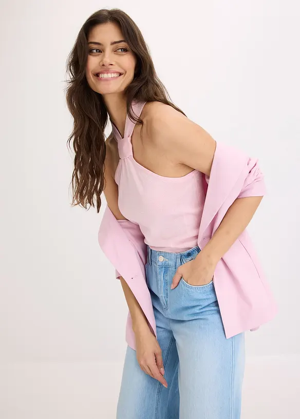 Gebreide haltertop van zachte viscose, bonprix