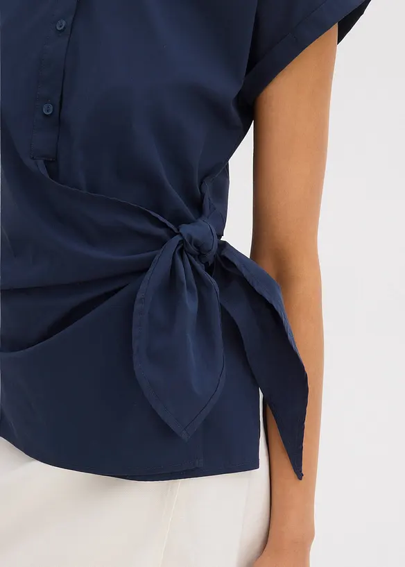 Blouse met korte mouwen en ceintuur, bonprix