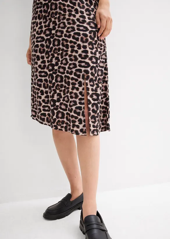 Rok met luipaardprint en split, bonprix