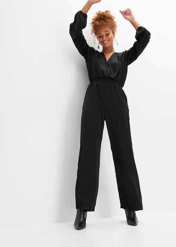 Satijnen jumpsuit in wikkellook, BODYFLIRT