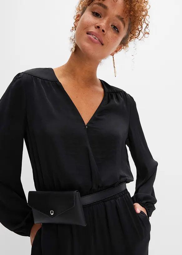 Satijnen jumpsuit in wikkellook, BODYFLIRT