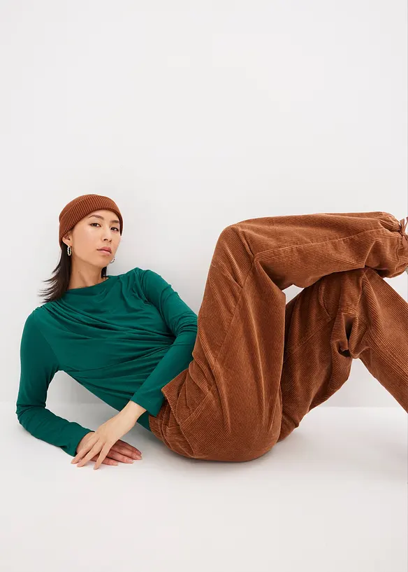 Corduroy broek van elastische katoenmix, bonprix