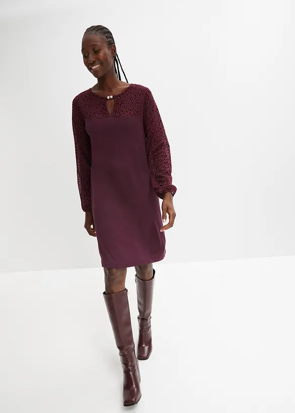 Jersey jurk met mesh inzet, BODYFLIRT