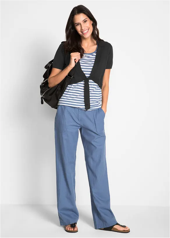 Wijde broek met linnen, bonprix