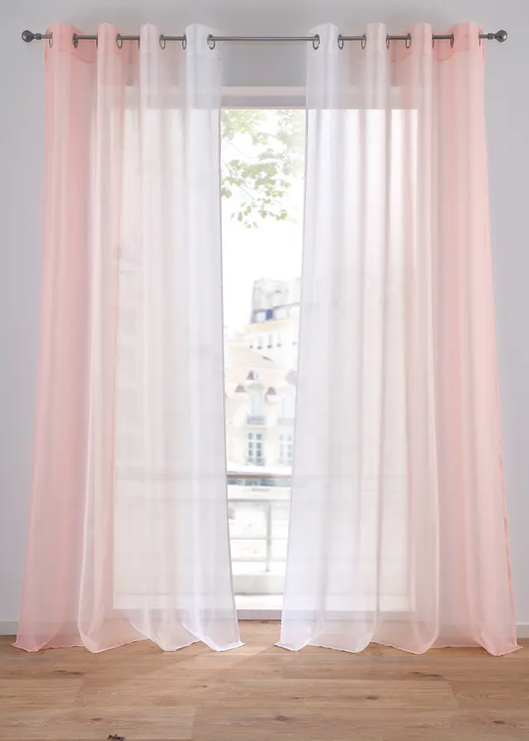 Gordijnen met gerecycled polyester en kleurverloop (set van 2), bonprix