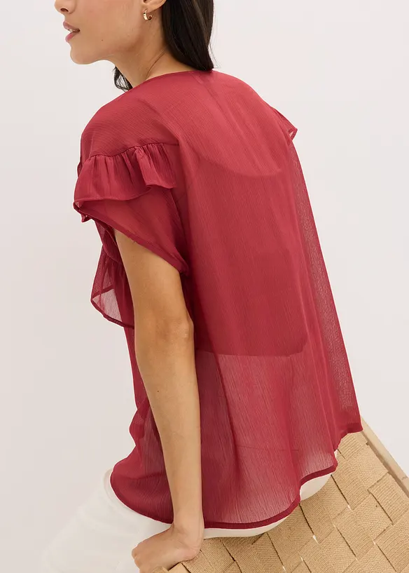 Blouse van chiffon met volants, bonprix