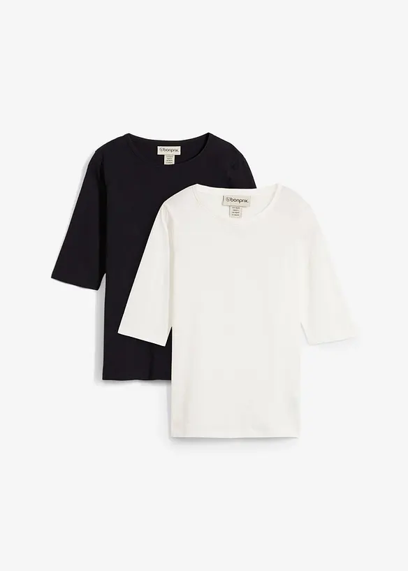 T-shirt van puur katoen (set van 2), bonprix