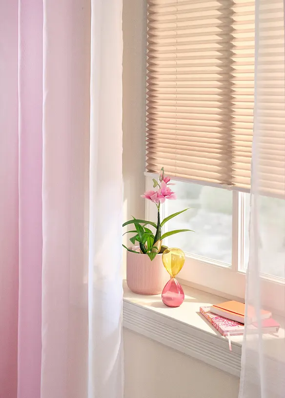 Gordijnen met gerecycled polyester en kleurverloop (set van 2), bonprix