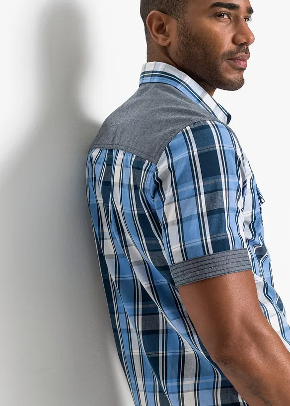 Overhemd met korte mouwen en denim details, bonprix
