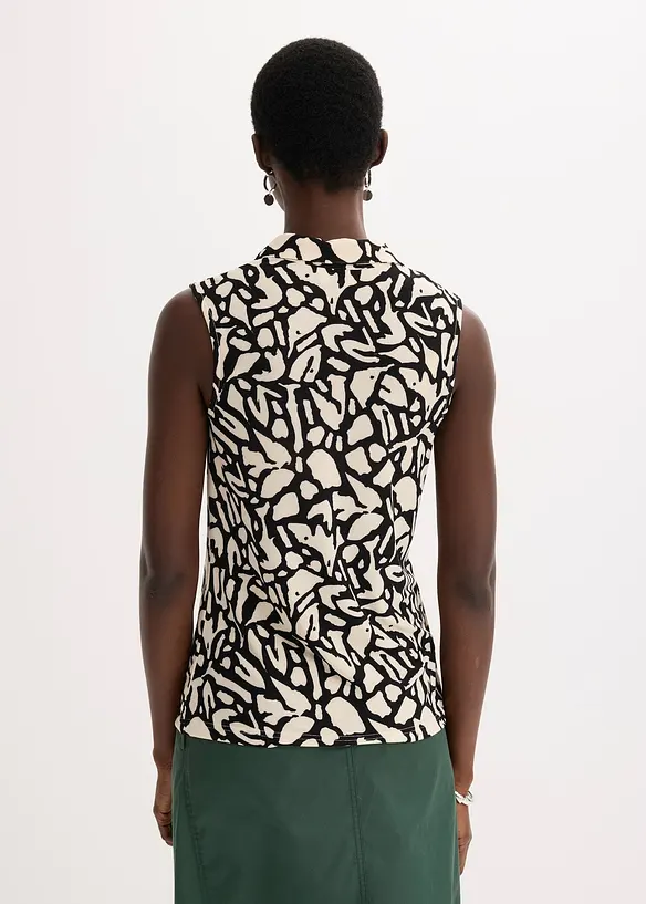 Mouwloos poloshirt met rimpels, bonprix