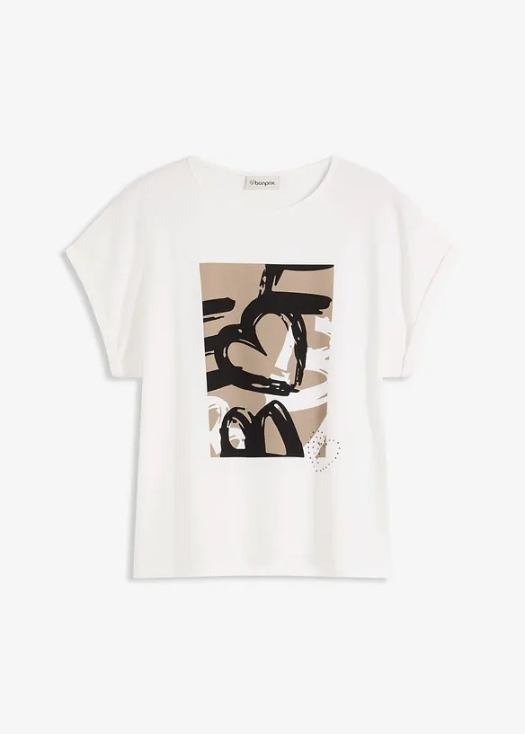 Shirt met viscose en glanzende steentjes, bonprix