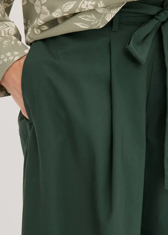 Katoenen popeline broek met riem (2-dlg set), bonprix