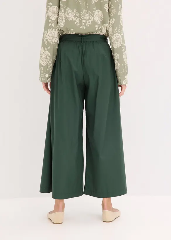 Katoenen popeline broek met riem (2-dlg set), bonprix