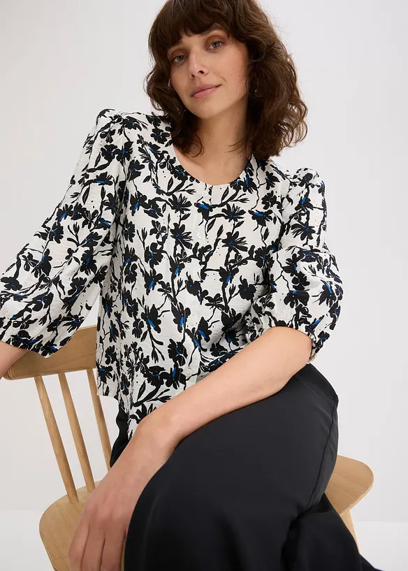 Blouse met korte mouwen van gestructureerd materiaal, bonprix