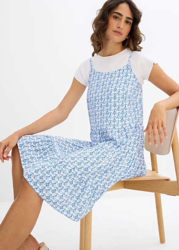 Jurk met spaghettibandjes van soepele viscose, bonprix