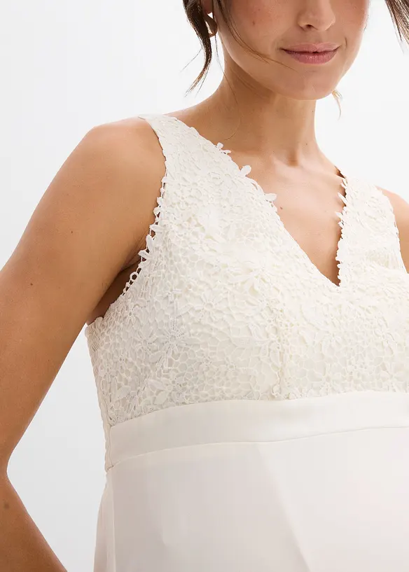 Zwangerschaps trouwjurk met kant, satijn en georgette, bonprix