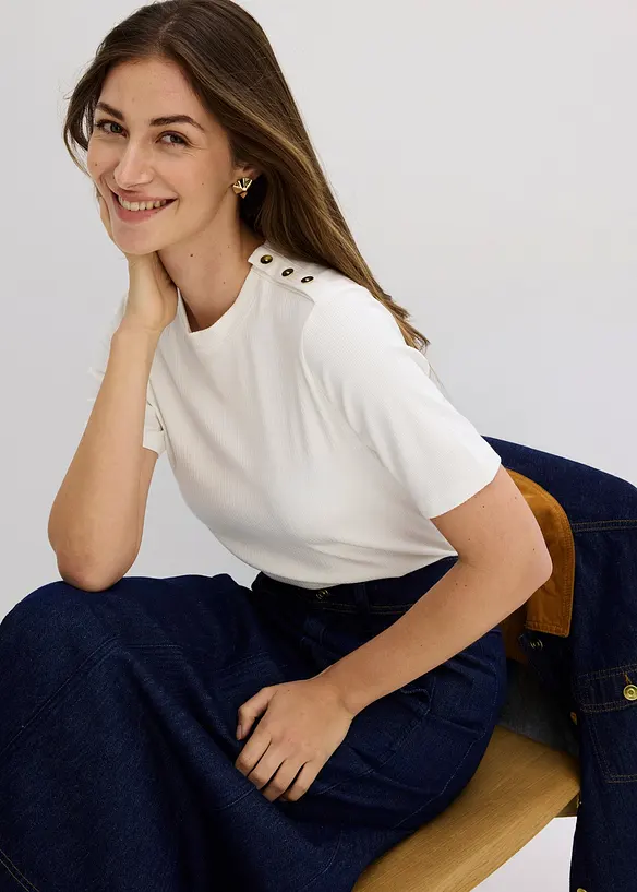 Geribd shirt van een zachte viscosemix, bonprix