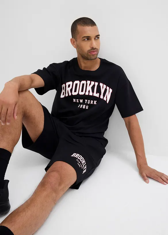 T-shirt en korte broek van zwaar biologisch katoen (2-dlg. set), bonprix