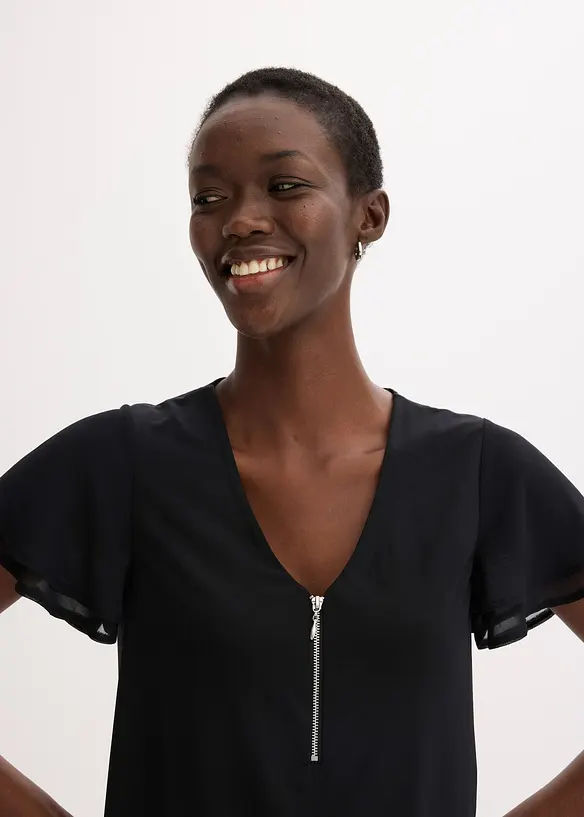 Shirtjurk met chiffon mouwen, bonprix