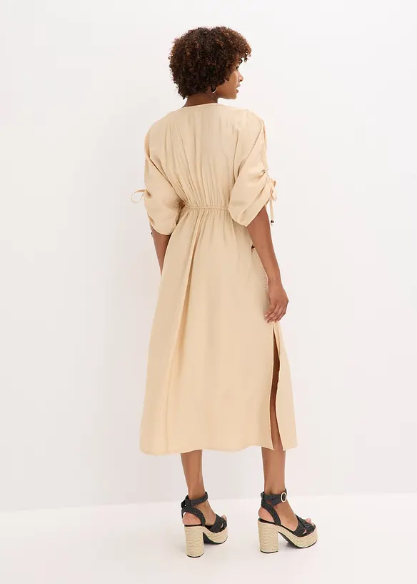 Maxi-jurk met wijde mouwen van structuurstof, bonprix