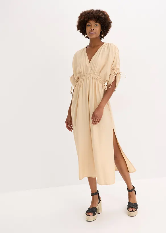 Maxi-jurk met wijde mouwen van structuurstof, bonprix
