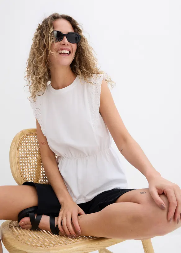 Shirt met broderie anglaise, bonprix