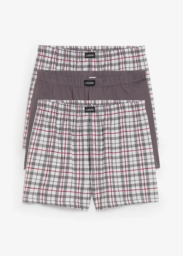 Losse jersey boxers (set van 3) geruit, bonprix