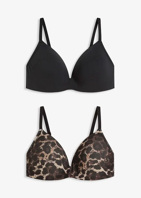 Voorgevormde bh zonder beugels met katoen (set van 2), bonprix