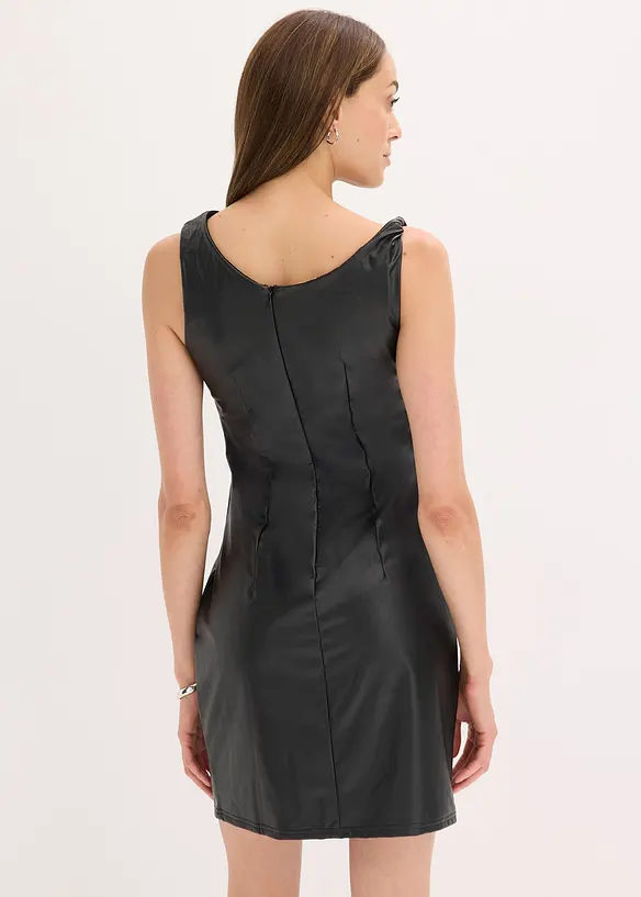 Off shoulder mini jurk van imitatieleer, bonprix