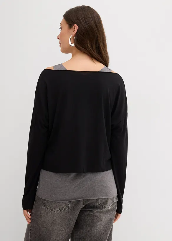 Top en longsleeve  van jersey (2-dlg. set), bonprix