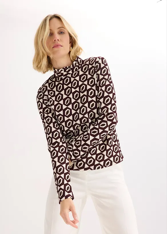 Shirt met opstaande kraag en structuur, bonprix