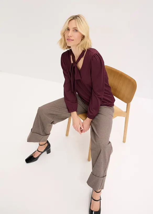 Gestructureerd shirt met afneembare strik, bonprix