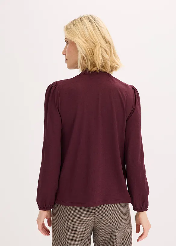 Gestructureerd shirt met afneembare strik, bonprix