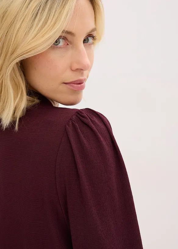 Gestructureerd shirt met afneembare strik, bonprix