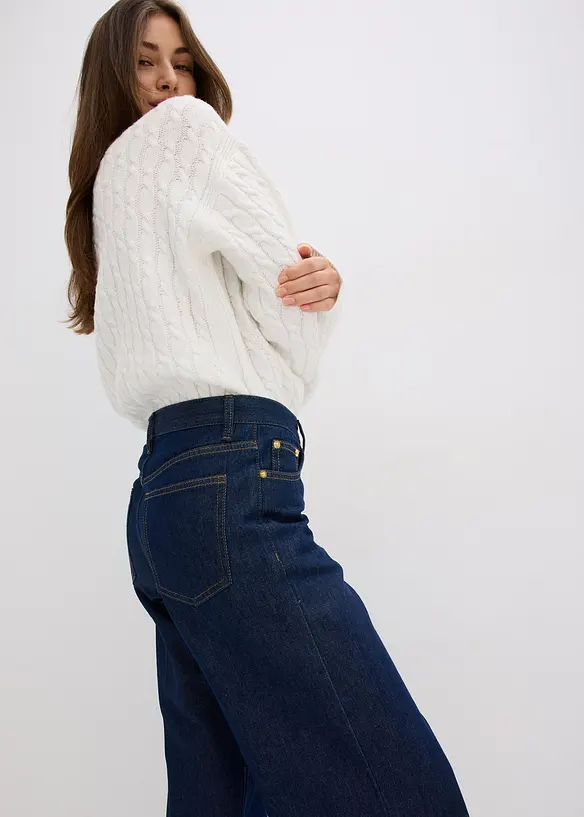 Wide leg jeans mid waist, bonprix
