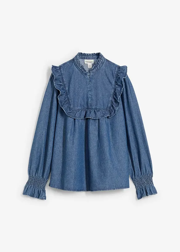 Spijkerblouse met ruches, bonprix