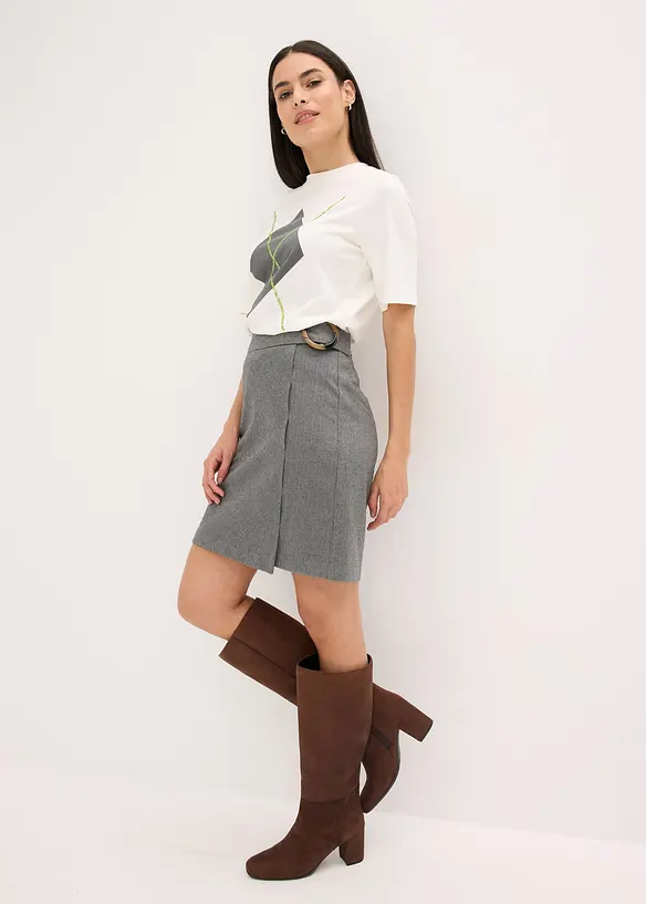 Shirt met halflange mouwen, pailletten en print, bonprix