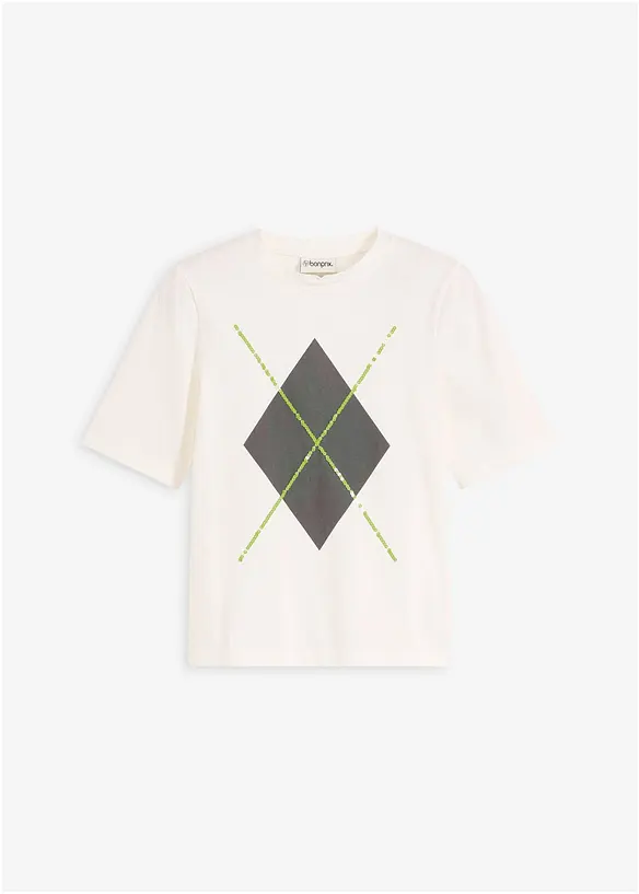 Shirt met halflange mouwen, pailletten en print, bonprix