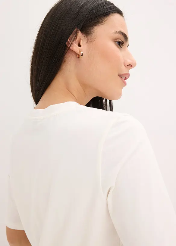 Shirt met halflange mouwen, pailletten en print, bonprix