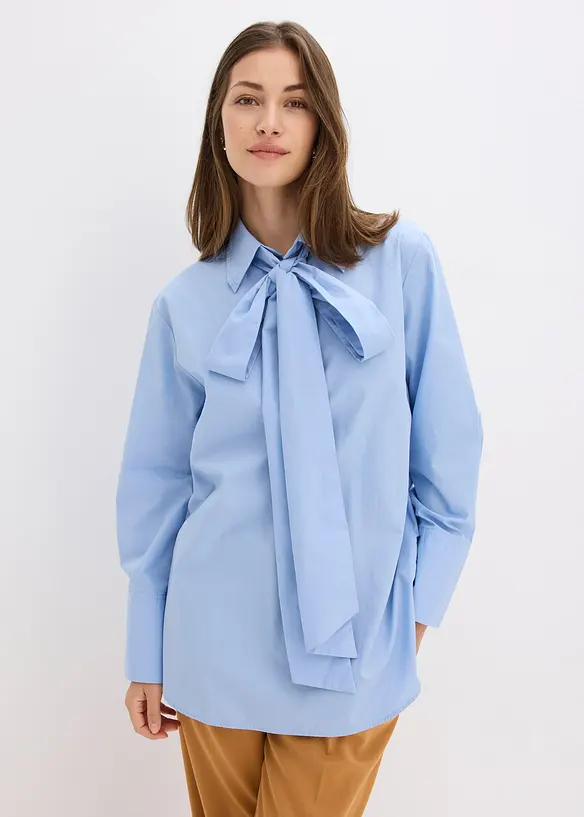 Blouse met strik van katoen, bonprix