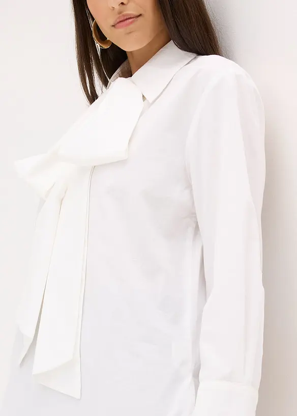 Blouse met strik van katoen, bonprix