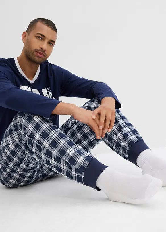 Pyjama met lange mouwen in een katoenmix, bonprix