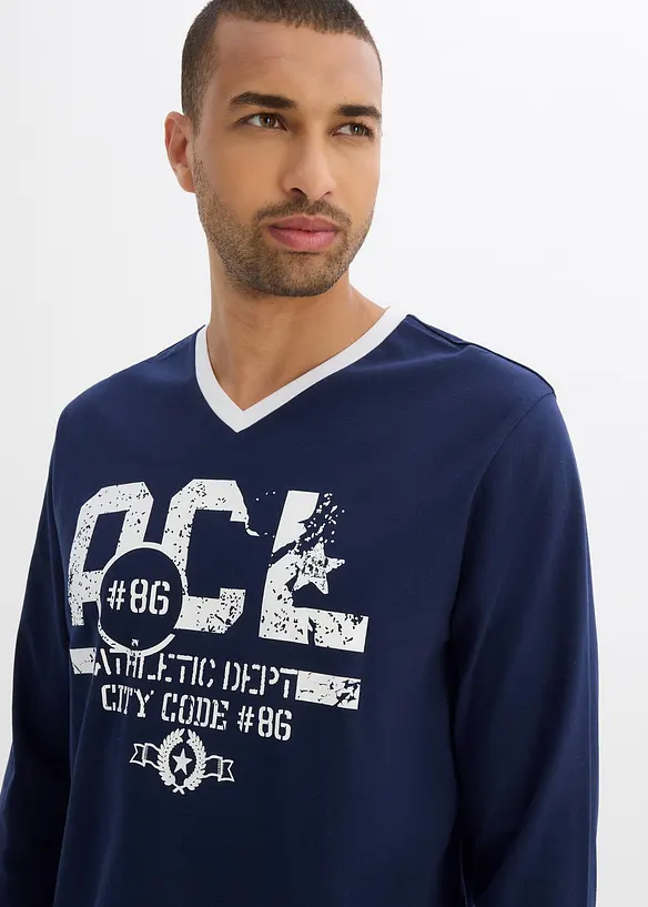 Pyjama met lange mouwen in een katoenmix, bonprix