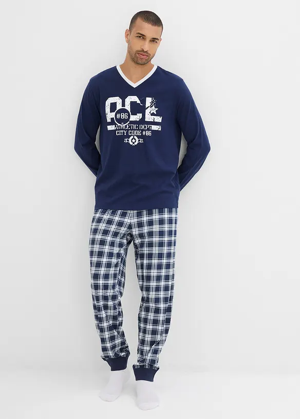 Pyjama met lange mouwen in een katoenmix, bonprix